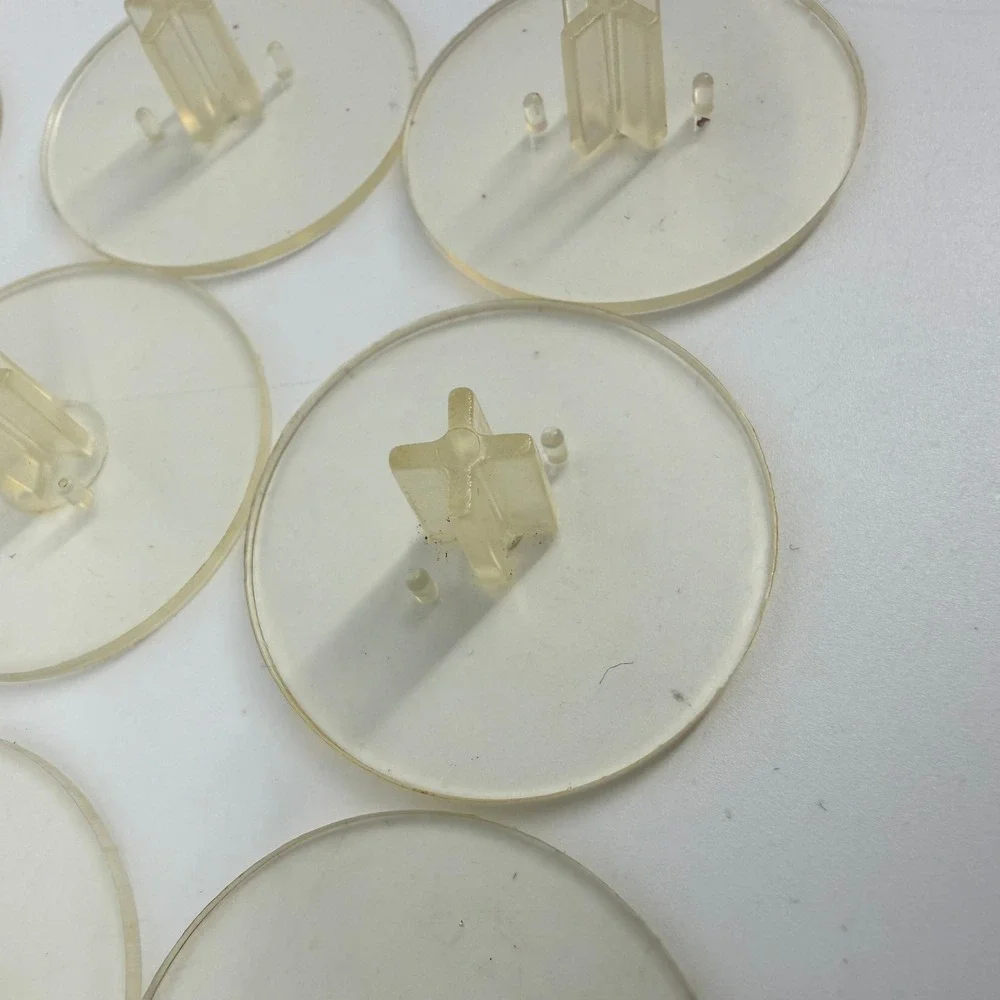 Vintage Kenner CPG Dolls 12pc Clear‎ Figure Display Stands Round Peg Base Set
